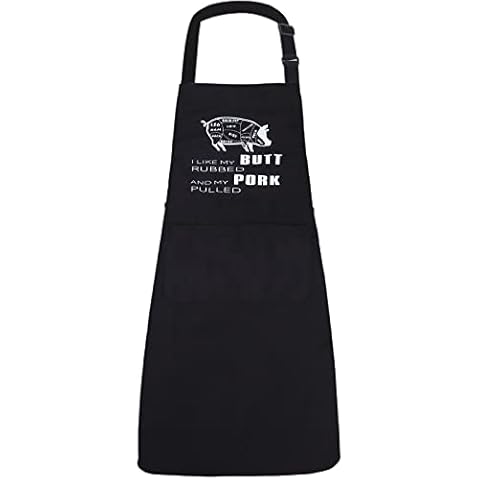 Delantal de cocina Byhoo para hombre con texto en inglés "I Like My Butt Rubbed and My Pork Pulled" Cover