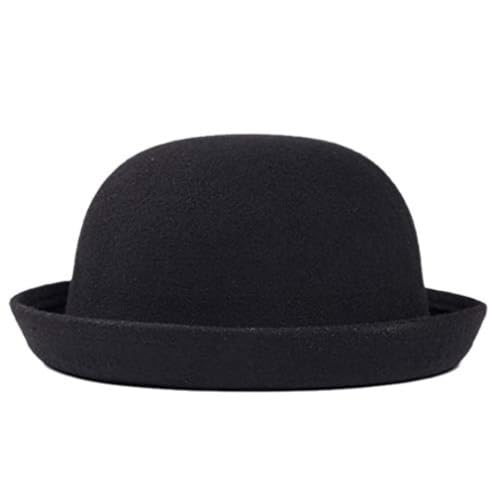 DAGLLGEW Chapeau Melon pour Enfants Chapeau Haut de Forme Rond Formel à la Mode avec Bord roulé Facile à Assortir Unisexe Feutre Fedora pour Un Usage Quotidien, Banquet, Photos Bowler Fedora