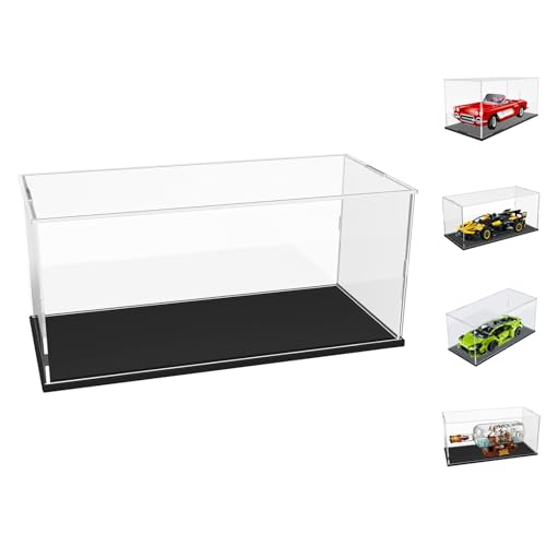 Image of Choowin Acrylic Display Case for Lego Ship in a Bottle for Lego Corvette for 1 /18 Diecast Car for Lego Car Display Thickened Clear Acrylic Display Cases for Collectibles Assemble Dustproof(Black Base)