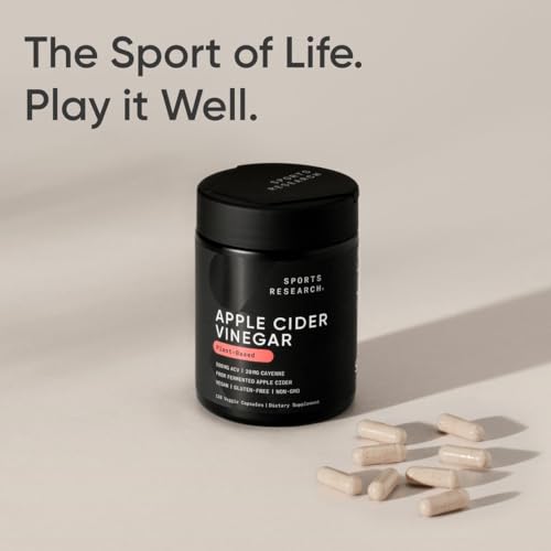 Sports Research Apple Cider Vinegar Pills with Cayenne Pepper | Made from Organic Fermented Apple Cider | Non-GMO Project Verified & Vegan Certified (120 Veggie Capsules)