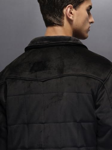 Image of WROGN Men's Corduroy Jacket | Zip & Snap Button | Oversized Fit