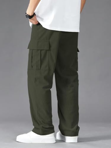 Image of Cargo Joggers for Men - Cotton Loose Fit Utility Pants with 6 Pockets | Durable Outdoor & Hiking Trousers