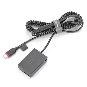 Efillooc Dummy Battery LP-E17 with Type C Input Adapter Spring Cable, Works with PD/QC Powerbanks and Charger, Compatible with Canon DSLR EOS 760D, 750D, 200D, M3, M5,M6 only (LP-E17)