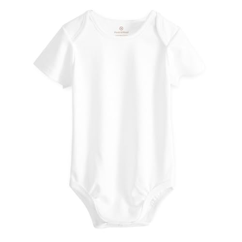 Pimbi&Bimpi Baby Bodysuit - Short Sleeve White Romper | Premium Peruvian Pima Cotton | Gender Neutral Baby Clothes for Boys and Girls (3-6 Months)