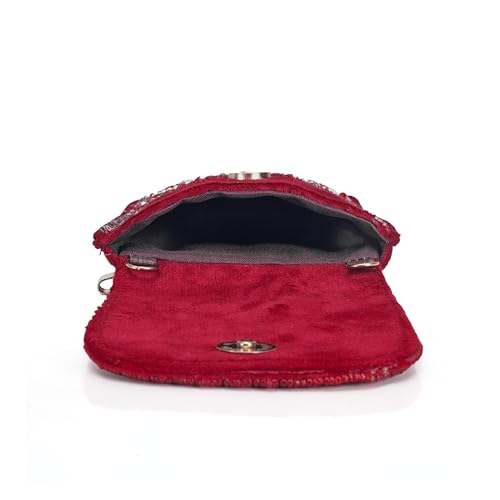 Image of J I ACCESSORIES Velvet Saree Clutch Mobile Pouch Waist Clip Ladies Purse Gift For Women