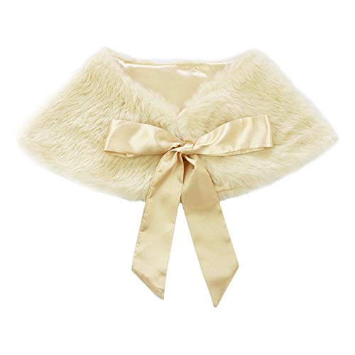 Kids Girls Princess Faux Fur Bolero Shrug Flower Girl Dress Shoulder Cape Wedding Bridesmaid Party Shawl Stole Shrug