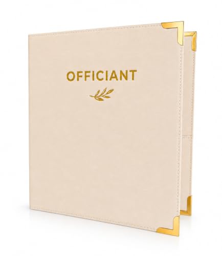 Paper 'n Such Wedding Officiant Binder Linen 3 Ring Folder with Gold Foil Stamping | Ceremony Script...