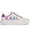 Karl Lagerfeld Paris Women's Gida Lace Up Sneaker with Studded Logo, White/Fuschia, 8.5