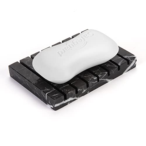 WORHE Portasapone in marmo in pietra naturale autodrenante porta spugna per bagno, vasca, doccia, lavello della cucina, realizzato a mano, rettangolare, per gioielli, anello per la decorazione della