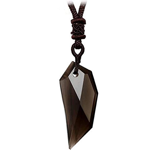 Black Obsidian Hexagram Natural Stone Necklace Translucent Ice Obsidian Wolf Tooth Amulet His and Hers Couples Necklace Lucky Love Pendant Necklace for Men Women