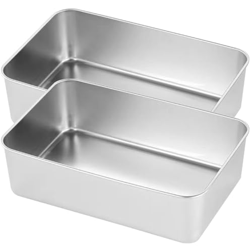 NUOBESTY Teglie per Dolci in Acciaio Inox 2 Pezzi 22X14X65 CM Set Stampi da Forno Rettangolari Antiaderenti per Torte Fai da Te Uso Domestico e Panetteria