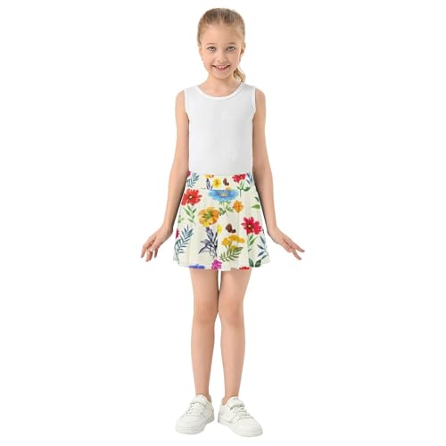 Wildflowers Athletic Shorts for Girls Skorts Tennis Skirts Kids Custom School Skirt 3t3