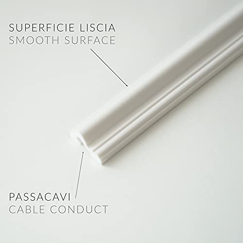 12 Meter Boiserie Wand-Bilderrahmen aus robustem weißem Duropolymer (besser als Styropor und Gips), zur Wandmontage, 12 Stück à 1 Meter (HCR517-1-Winkel-4 Stück)