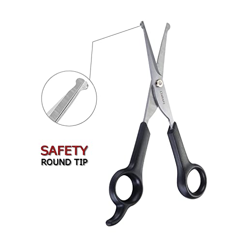 Chibuy Professional Pet Grooming Scissors with Round Tip Stainless Steel Dog Eye Cutter for Dogs and Cats, Professional Grooming Tool, Size 6.70" x 2.6" x 0.43" 1. Grey - Thumbnail 3