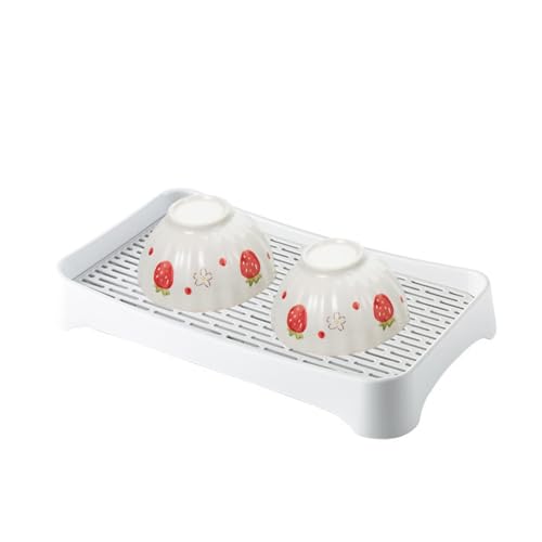 Bandeja De Drenaje, Bandeja Escurridora De Borde Alto, Bandeja Escurreplatos, 32 * 19 * 4.5Cm, Doble Capa, Desmontable, Rectangular, Se Puede Usar para Vajilla, Frutas, Drenaje De Vegetales, Cocina