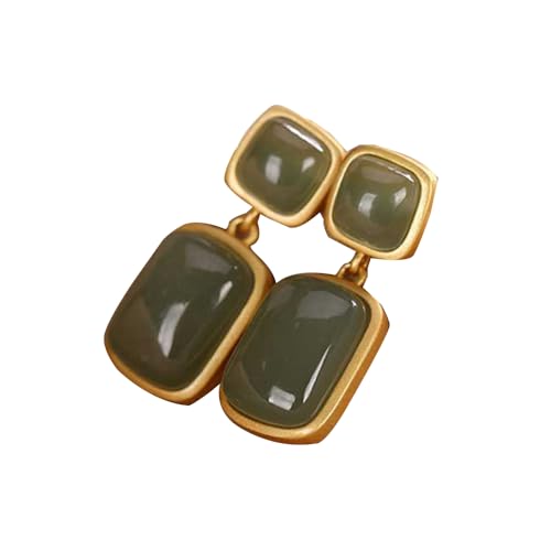Boucles d'oreilles argent S925 et jade vert naturel haut de gamme