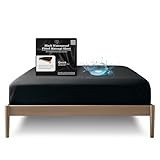 Queen Black 100% Waterproof Fitted Sheet Protector, Safe with Oil, Water-Based, & Silicone-Based Massage Products, Hypoallergenic Noiseless Machine Washable, 14'' Deep Pocket
