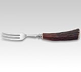 Steakgabel, 3-zinkig, Hirschhorn, Neusilber-Platte