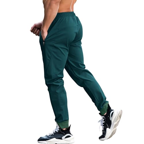 WENKOMG1 Mens Sweatpants, Elastic Bottom Athletic Joggers Running Workout Outdoor Sweatpant with Zipper Pockets, S-2XL2