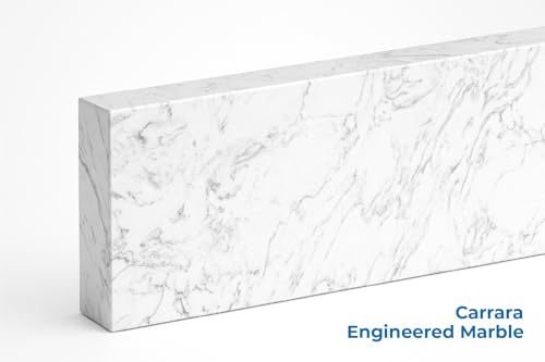 Image of Bathroom Vanity Sink Backsplash /Sidesplash (Engineered Carrara Marble, 4 inch x 42 inch)