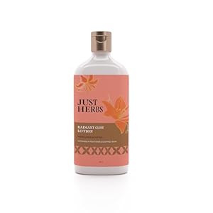 Just Herbs Radiant Glow Body Lotion with UVA/B Filters | For Intensely Moisturised & Glowing Skin | Gives Sun Protection | Reduces Dullness & Blemishes | Improves Skin Elasticity | Mandarin, Saffron, Vitamin C, Niacinamide | 11 Ayurvedic Herbs | Dermatologically Tested | All Skin Types 33 31JnGeyd6fL. SL500 . SS300