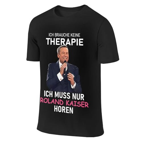 Roland Herren Baumwolle T-Shirt Kaiser Klassisches Rundhals Kurzarm Sommer Lässig Schwarz Tshirts Regular Fit Tee T Shirts für Männer Jungen Fans Geschenk