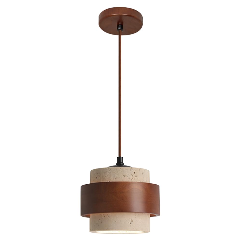 TTBDDDYH E26 Light Source Yellow Travertine Pendant Lamp, Wabi Sabi Style Chandelier, Single Head Flush Mount Hanging Light, Bedroom Living Room Balcony Decoration Light Fixtures