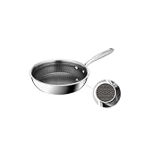 Tefal Master Mesh Keramik-Bratpfanne, 20 cm, HybridMesh-Technologie, kratzfeste Oberfläche, ultimatives Anbraten, einfaches Lösen, tiefe Form, für alle Herdarten, Edelstahl, E5330304