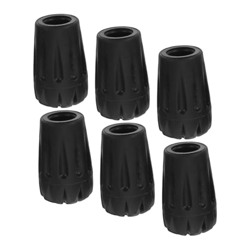 KOMBIUDA 6pcs Trekking Pole Tip Set Walking Stick Protective Ends Walking Poles Boot Tips Trekking Pole Tip Cover Thickened Pole Tip Covers Crutch Protective Tips Walking Cane Tip Black