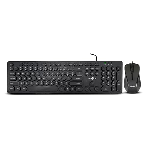 FRONTECH Wired Keyboard + Mouse Combo | 104 Keys | USB Plug & Play | Ergonomic & Comfortable Design, (KB-0048, Black) For Rs. 444 @ 63 %