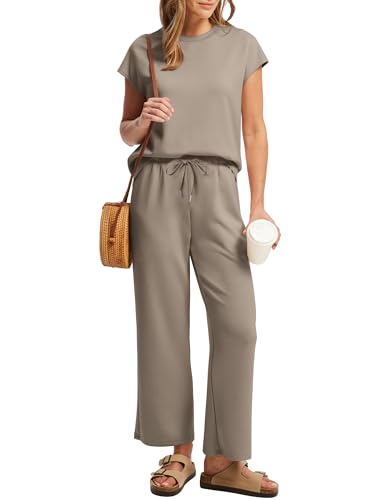 Image of Sampeel Two Piece Sets for Women Summer Vacation Outfits Cap Sleeve Tops Lounge Matching Sets Clothing Beach Fashion Clothes