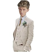 Mi Bo Tong 3 PC Boys Linen Suit Slim Fit Summer Boys Tuxedos Suit Blazer Vest Pants Kids Tuxedos ...