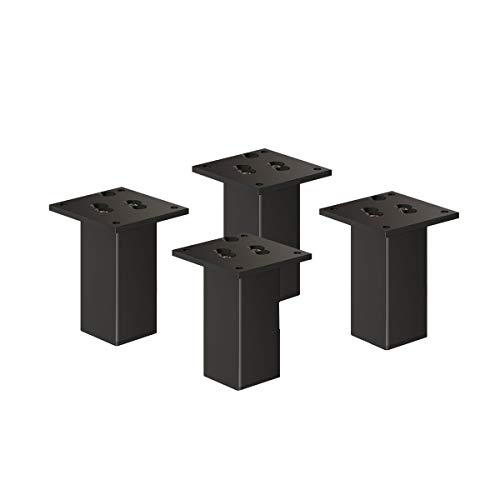 Sossai Aluminium Patas para muebles"Exklusiv" | 4 piezas | Altura 120mm | Perfil cuadrado: 45 x 45 mm | E4MF | Color: negro | Tornillos incluidos