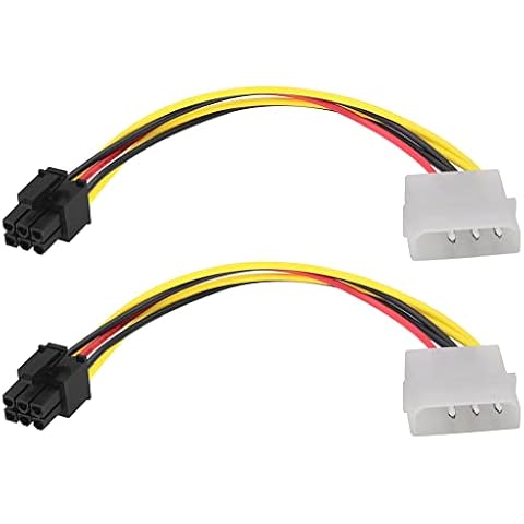 zdyCGTime 4Pin Molex Male to 6Pin PCI-E Male Graphics Card Power Cord Adapter,Molex to 6Pin,4-pin Molex to 6-pin PCI-E Express Cable Graphics Adapter Conversion Cable.(17cm/2Pack) Cover