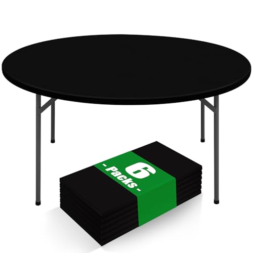 Moosfor Round Spandex Tablecloth 6 Pack, Elastic Fitted Waterproof Tablecloths for 36