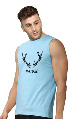 Image of Men's Sleeveless T-Shirt - 100% Pure Cotton, Nature Print - Comfortable Breathable Gym Tank Top