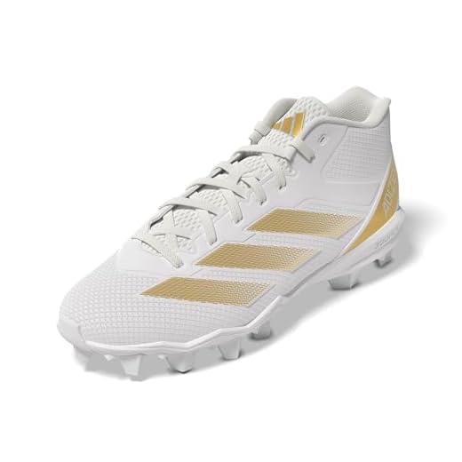 adidas Men's Adizero Impact.2 Molded American Football Sneaker, White/Gold Metallic/White, 10