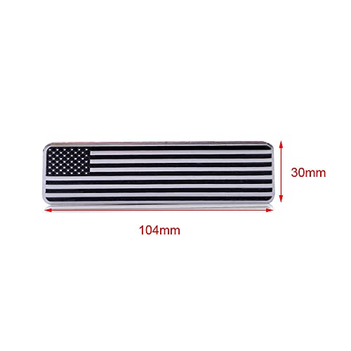 Image of Generic 2X US USA American Flag Metal Car Trunk Emblem Fender Badge Sticker Car Truck Decal, Chrome Black, Universal Fit, Vehicle Specific Fit