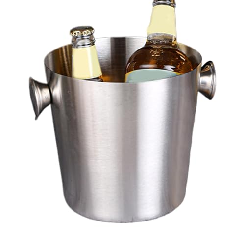 Cubitera de acero inoxidable | 2 L enfriador de vino - Cubo grande de acero inoxidable aislado con asa - para bebidas, cerveza, vino, champán, cócteles, bares, fiestas al aire libre