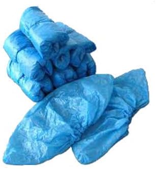 Disposable Shoe & Boot Covers Overshoes 3.5g CPE with Widen Elastic Band | Durable & Water Resistant | Anti-Slip Extra Thick, Protect Your Home Floors Blankets and Shoes Blue 100-pack