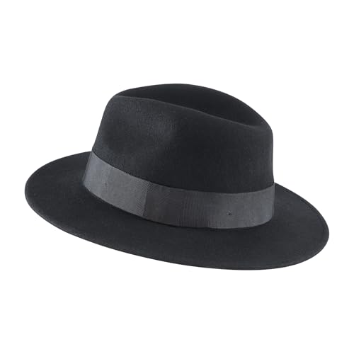 Home Prefer Mens Wool Fedora Hat with Band Classic Wide Brim Fedora Hat for Men Women Panama Dress Hat