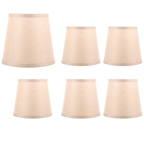 6 Pack Lamp Shade, Modern Tapered Fabric Lamp Shades for Table Lamps, Chandeliers Floor Wall Lamps, 6" E14/E27 Linen Light Shade, Small Lampshade