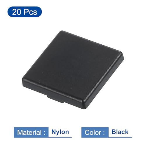 Image of uxcell 20Pcs Extruded End Cap Nylon, 20x20mm T-Slot Aluminum Profile 2020 European Standard End Cap Extrusion Plug for Trolley, Fish Tank Rack, Storage Rack, Black