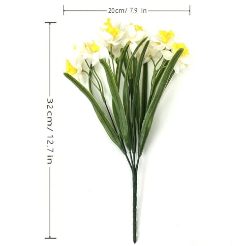 Ramos de narcisos sintéticos de alta fidelidad en seda de 35 cm 6