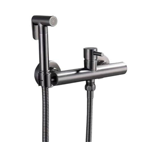 Juego de grifo de bidé de latón, ducha de mano, inodoro de agua fría y caliente, grúa for mujer(Grey Bidet Faucet)