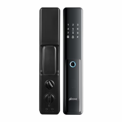 Image of Ozone Smart Wi-Fi Lock for Wooden & Metal Doors, 4-Way Access, OzoLife App, Fingerprint, Password, RFID Card, 35-80 mm Door Thickness, Free Installation, 2 Years Warranty (Black)