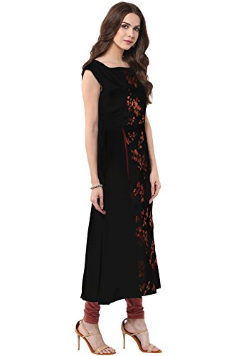 Image of Janasya Women's Crepe Frontslit Kurta