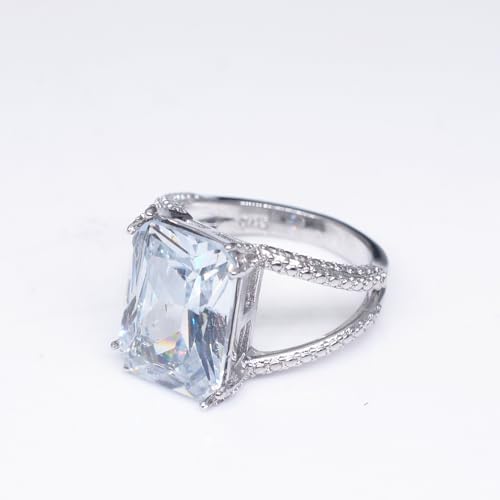 Bague de mariage éternité en argent 925 avec gros diamant carré 3ct