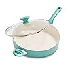 GreenPan Rio Healthy Ceramic Nonstick, Cookware Pots and Pans Set, 16 Piece, Turquoise & Rio Healthy Ceramic Nonstick, Saute Pan with Lid, 5QT, Turquoise #4