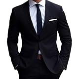 Terno Slim Masculino Executivo Corte Italiano - Calça e Blazer (BR, Numérico, 44, Regular, Regular, Preto)